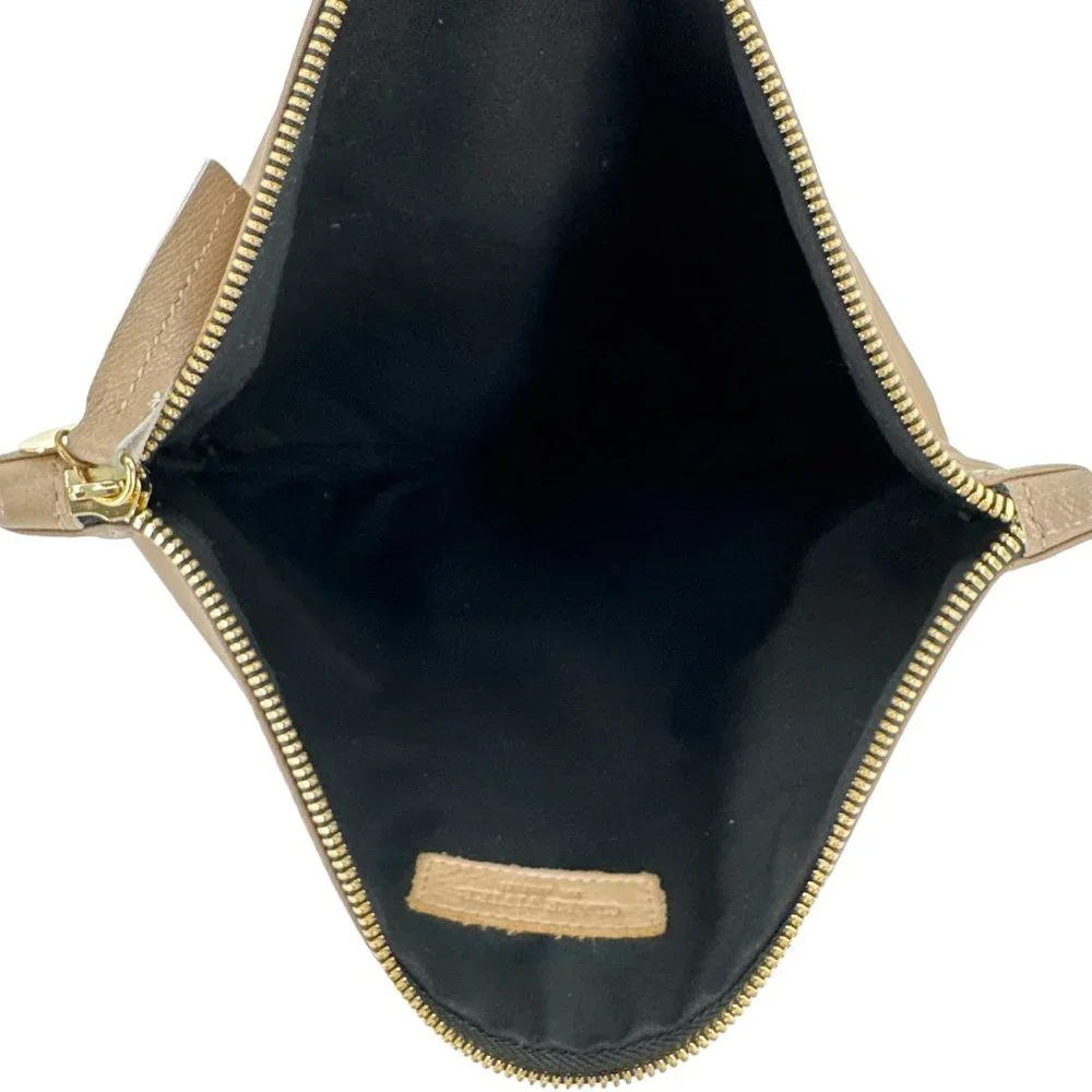 Clare V Fold-Over Leather Clutch in Taupe